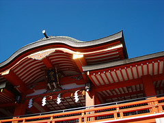 青空に映える千葉神社の社殿