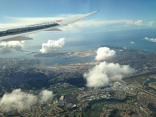 着陸直前、JL66便の機内から見下ろしたSan Diego市街