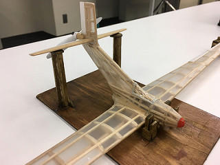 講演会の会場に展示されていた人力飛行機「リネット」の模型